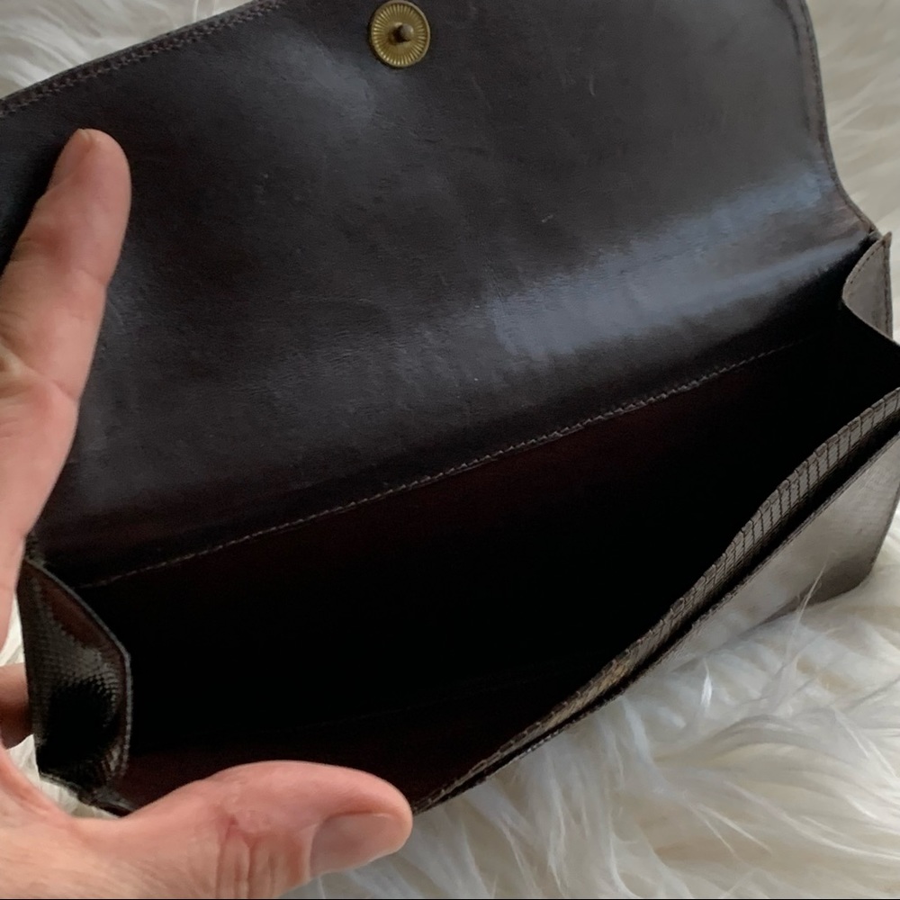 Vintage Bally Genuine Lizard Wallet Chocolate Brown Made in Italy - Picture 11 of 15